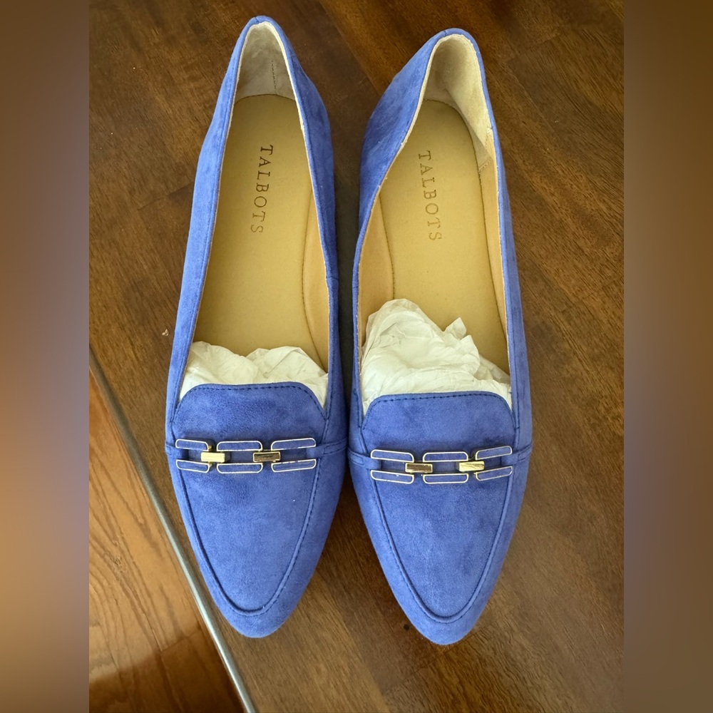 NWOT Talbots Francesca Link Suede Driving Flats in blue 7.5 - Picture 2 of 6